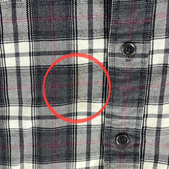 Eddie Bauer Shirt Mens Size XL Gray White Red Plaid Button Up Long Sleeve STAIN - Picture 4 of 7
